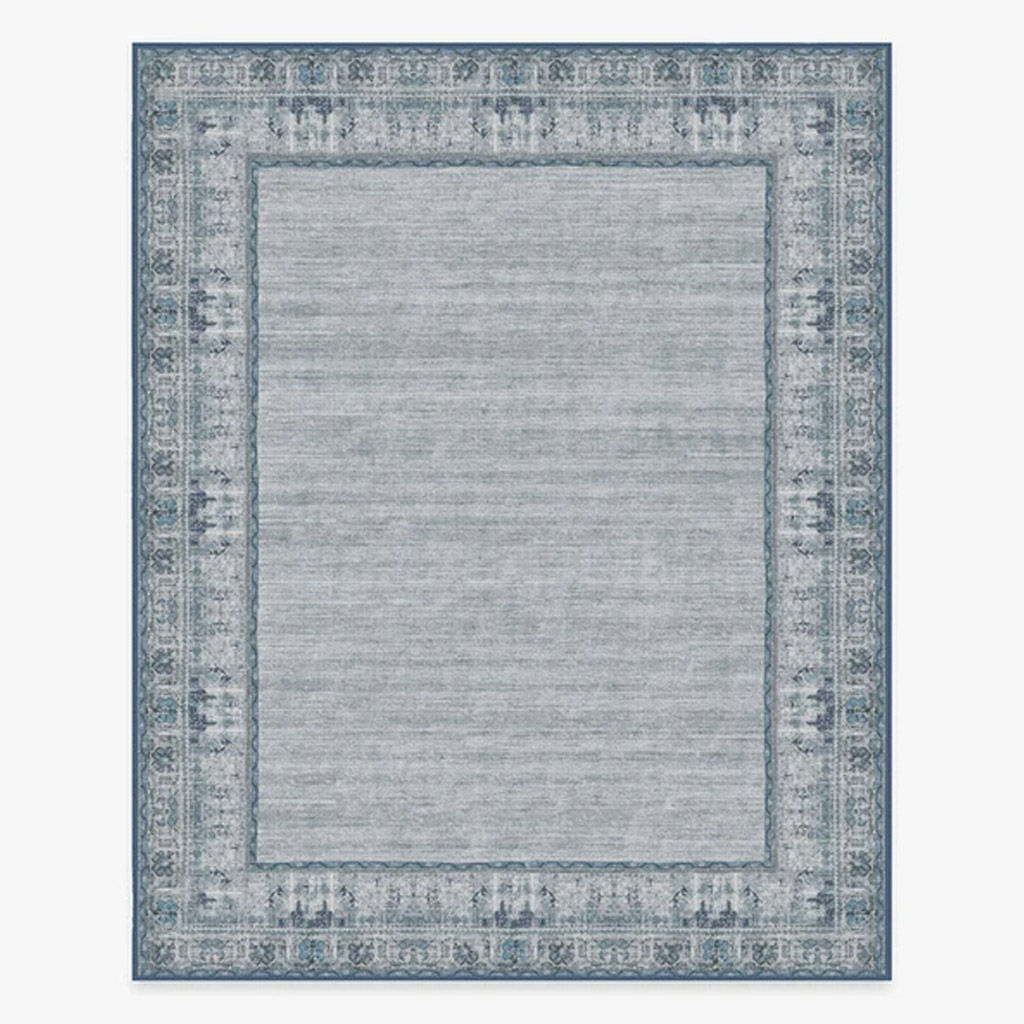 Vintage Daisy Bordered Blue Rug-8'x10' — view 1